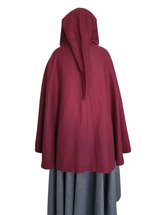 ANITA Burgundy Wool Riding Cape – Medieval Viking Woolen Cloak with Hood